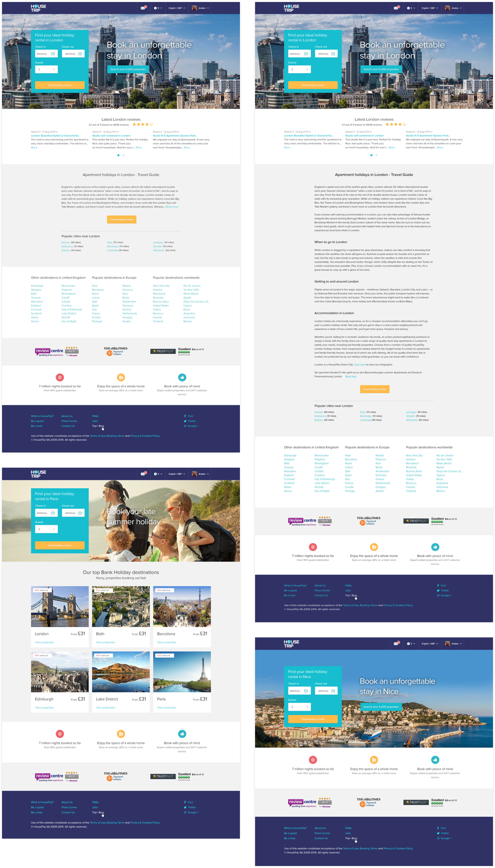 HouseTrip Landing pages