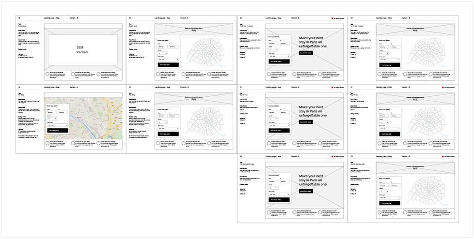 HouseTrip landing page Wireframes